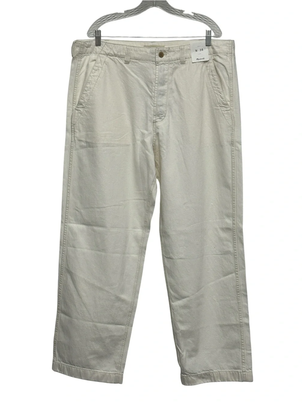 NEW MADEWELL Patch Pocket Jeans in Summer Denim Relaxed Ecru Cream Wash Size 38